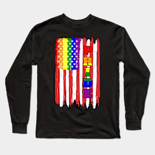 American Flag Gay Day Pride Graphic Long Sleeve T-Shirt